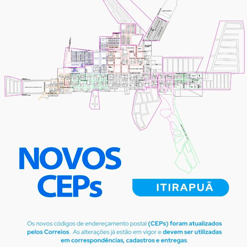 Correios divulgam novos Códigos de Endereçamento Postal (CEPs) para o município de Itirapuã