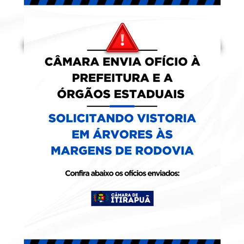 Câmara envia ofício à Prefeitura e a órgãos estaduais solicitando vistoria em árvores às margens de rodovia